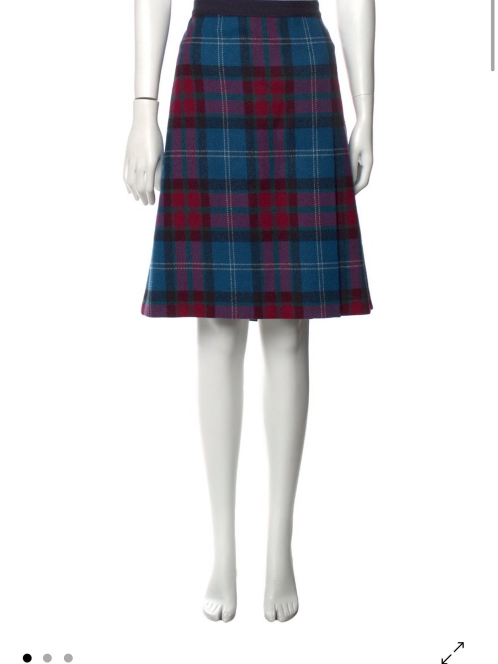 Weekend Max Mara Plaid Skirt XL Knee Length Blue Red A-Line